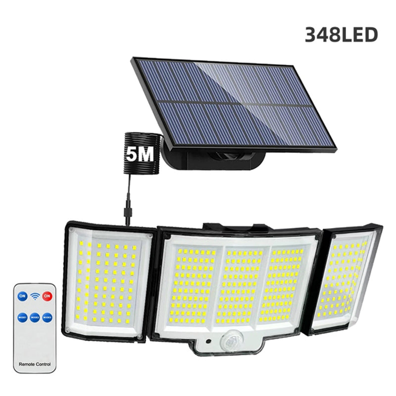 Ultimate 348 LED Solar Motion Sensor Lights - 1 or 2 Pack with Remote & 3 Adjustable Heads - Waterproof Outdoor Security Solution