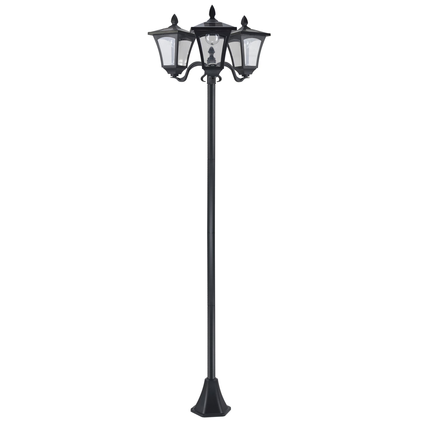 Elegant 72-Inch Triple Head Solar Lamp Post - Vintage Outdoor Lighting for Your Backyard, Garden Pathway, and Driveway