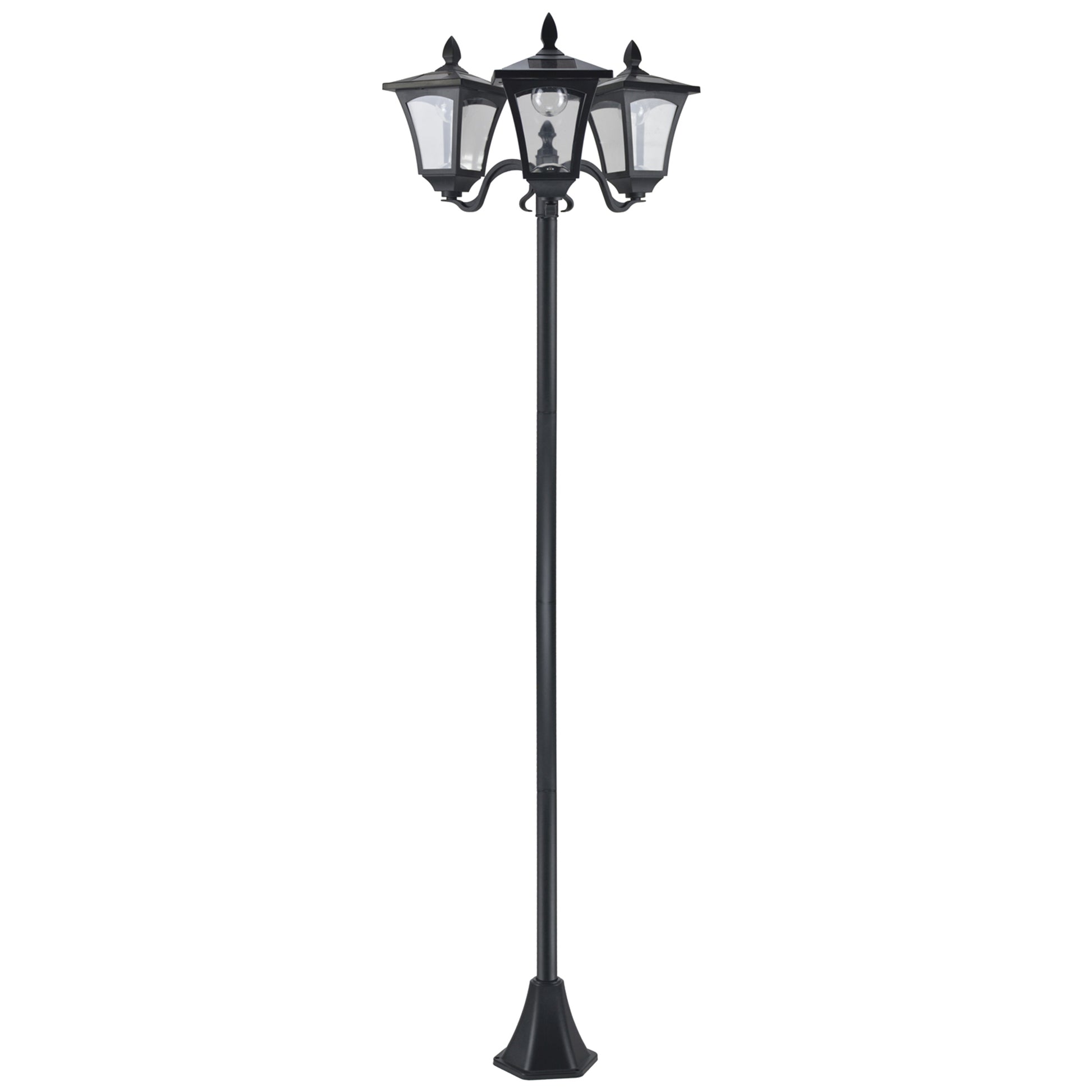 Elegant 72-Inch Triple Head Solar Lamp Post - Vintage Outdoor Lighting for Your Backyard, Garden Pathway, and Driveway