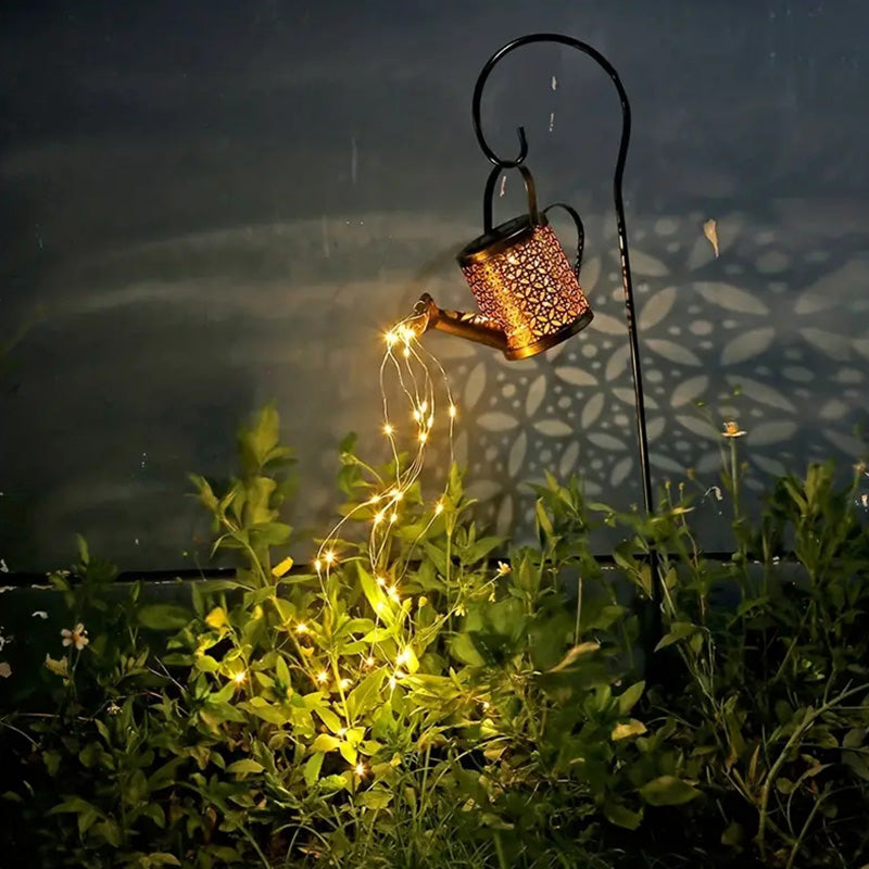 Enchanting 2PCS Solar LED Watering Can String Lights - Perfect for Outdoor Decor