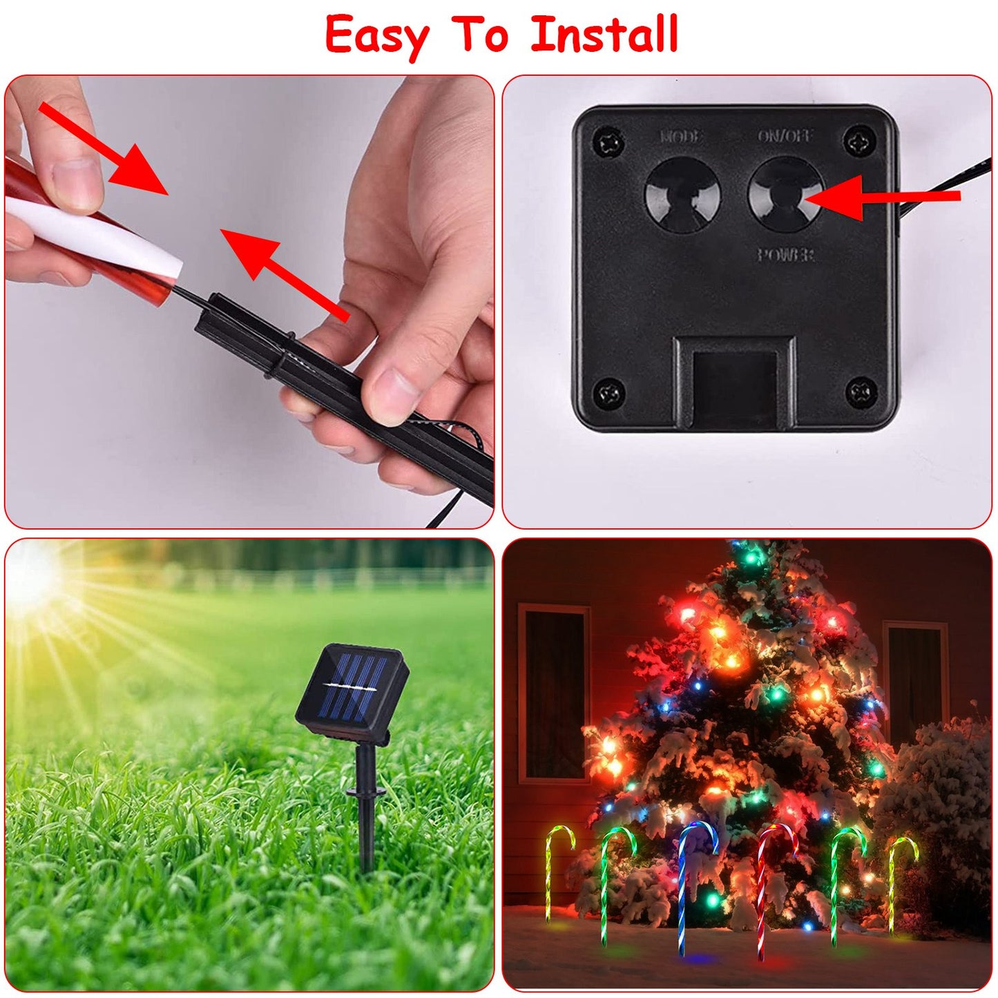 Brighten Your Holidays with Solar-Powered Waterproof Candy Cane Lights - Ideal for Patios, Yards, and Pathways!