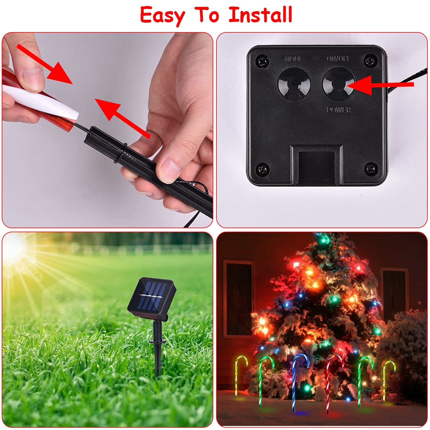 Brighten Your Holidays with Solar-Powered Waterproof Candy Cane Lights - Ideal for Patios, Yards, and Pathways!