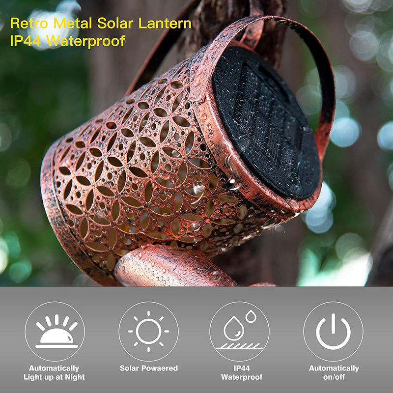 Enchanting 2PCS Solar LED Watering Can String Lights - Perfect for Outdoor Decor