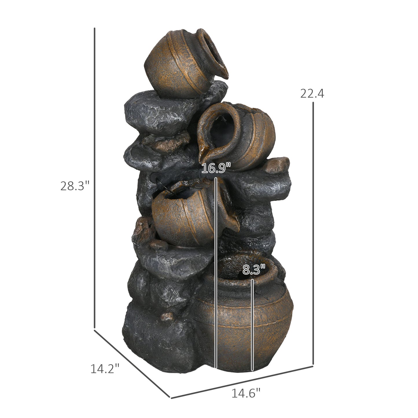 Elevate Your Outdoor Oasis with a 28.3" Solar-Powered 4-Tier Water Fountain - Stunning LED Lights & Elegant Resin Design