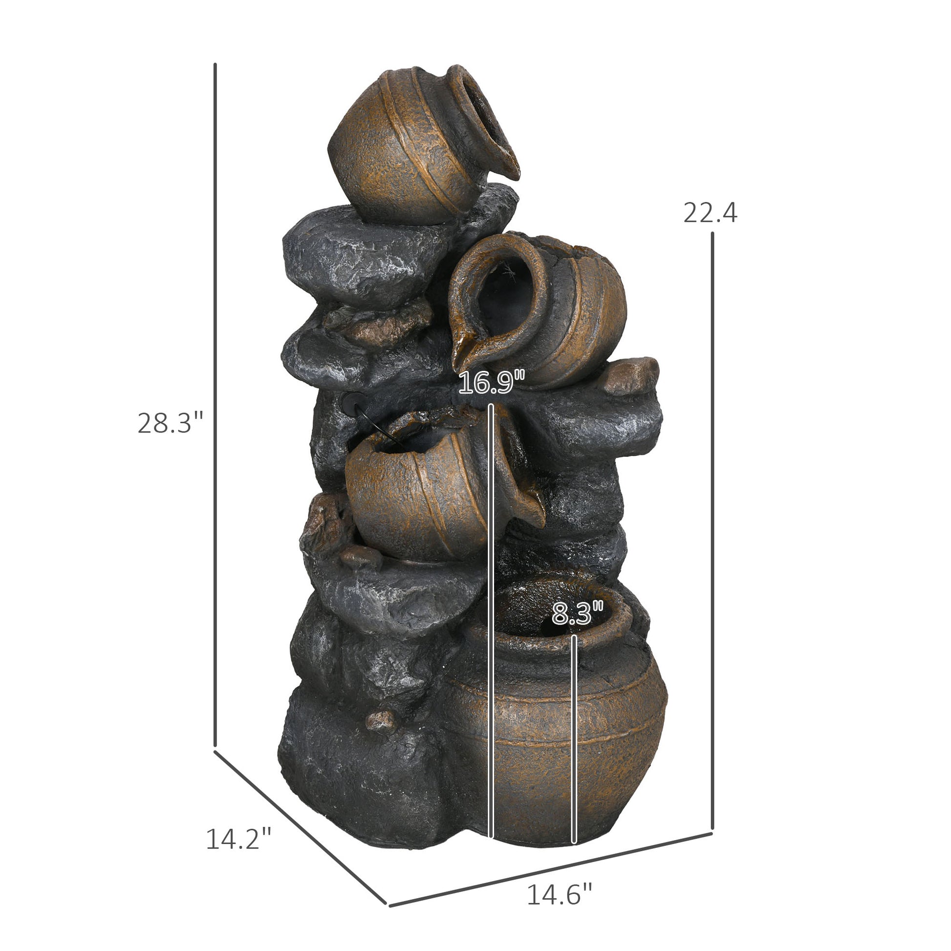 Elevate Your Outdoor Oasis with a 28.3" Solar-Powered 4-Tier Water Fountain - Stunning LED Lights & Elegant Resin Design