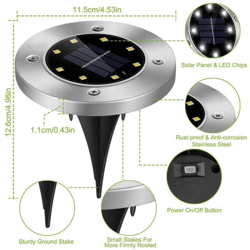 Illuminate Your Outdoors: 4-Pack Solar Powered Waterproof In-Ground Pathway & Patio Lights