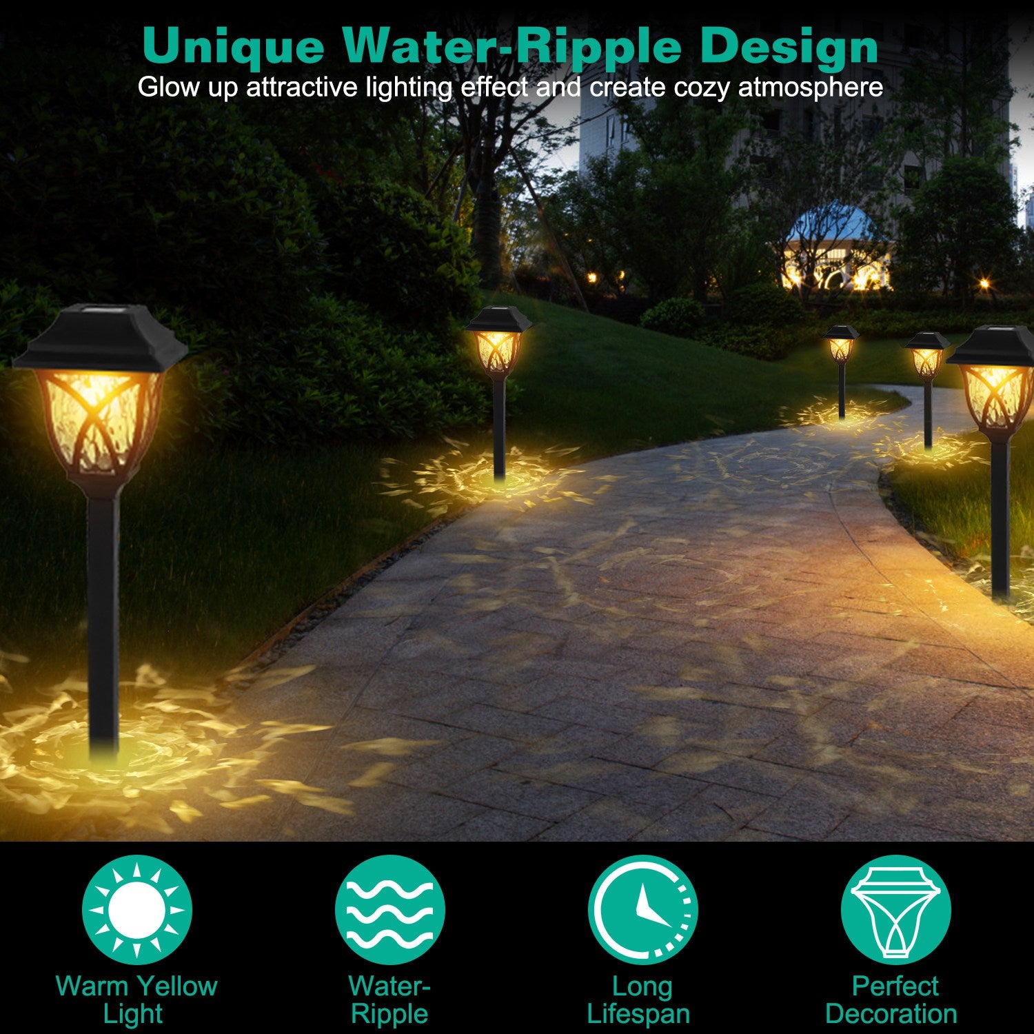 Illuminate Your Outdoors: 6-Pack Solar Powered Waterproof Stake Lights for Pathway, Garden, and Patio Decor
