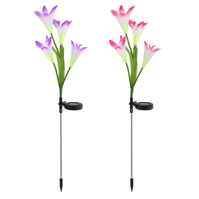 Illuminate Your Garden with Stunning 2-Pack Solar Lily Flower Lights – Elegant LED Glow for Outdoor Elegance!