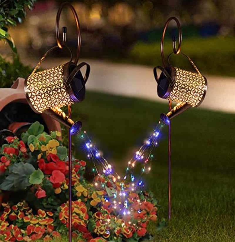 Elegant Set of 2 Copper Solar Watering Can Lights – Perfect Outdoor Decor for Pathways, Yards, and Patios