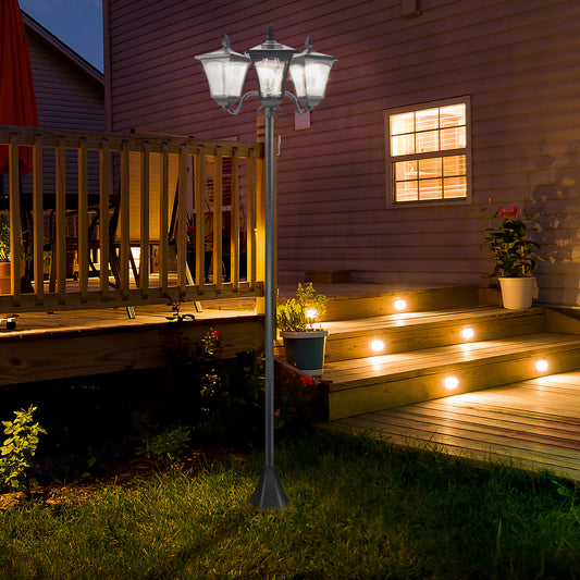 Elegant 72-Inch Triple Head Solar Lamp Post - Vintage Outdoor Lighting for Your Backyard, Garden Pathway, and Driveway