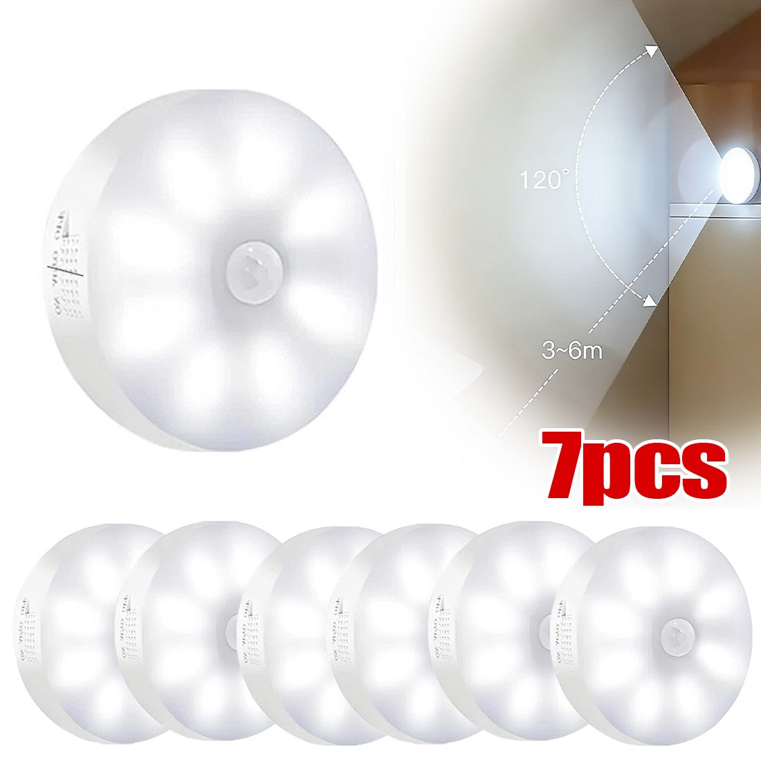 Rechargeable USB LED Motion Sensor Night Light - Portable and Versatile for Cabinets & Stairs