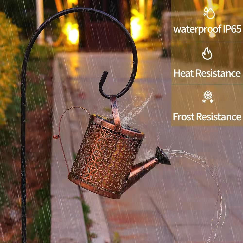 Elegant Set of 2 Copper Solar Watering Can Lights – Perfect Outdoor Decor for Pathways, Yards, and Patios