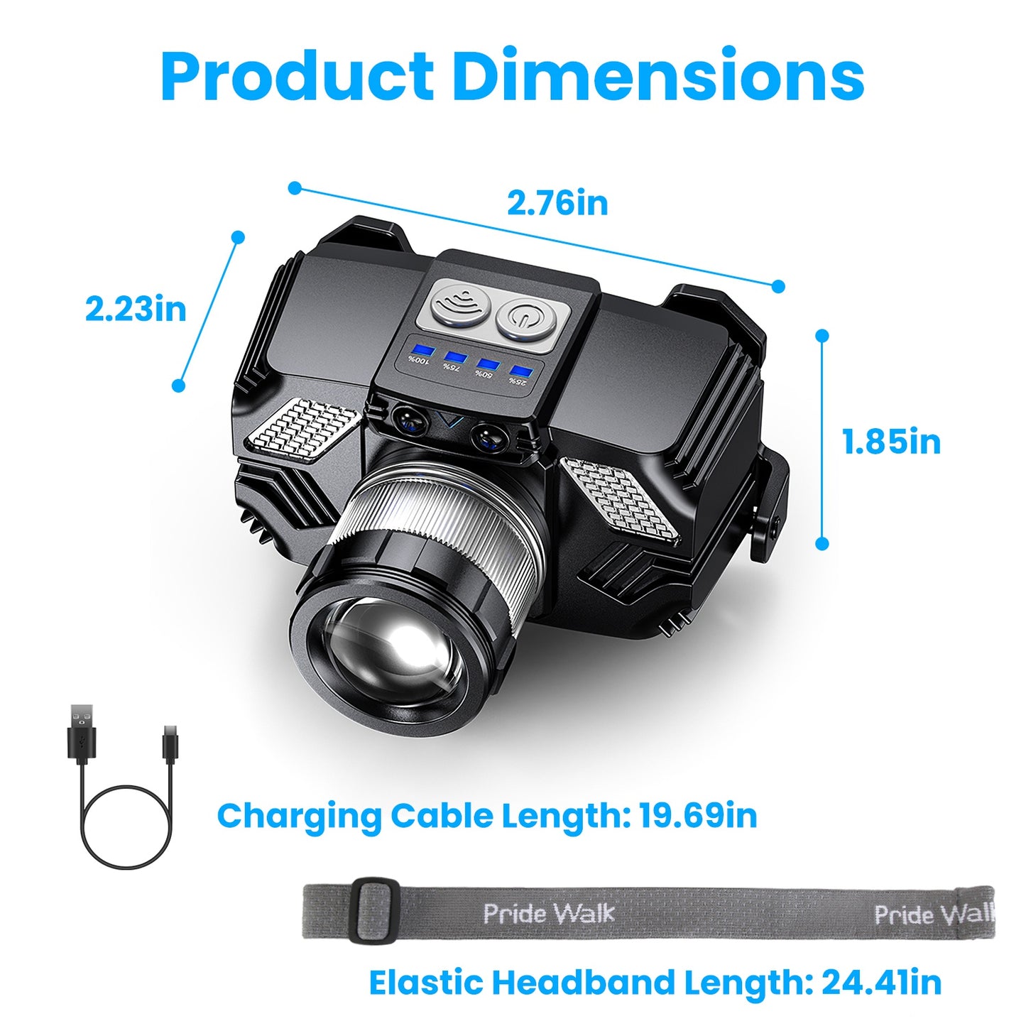 Ultimate Waterproof Motion Sensor LED Headlamp - Zoomable Flashlight with 3 Lighting Modes for All Your Outdoor Adventures!