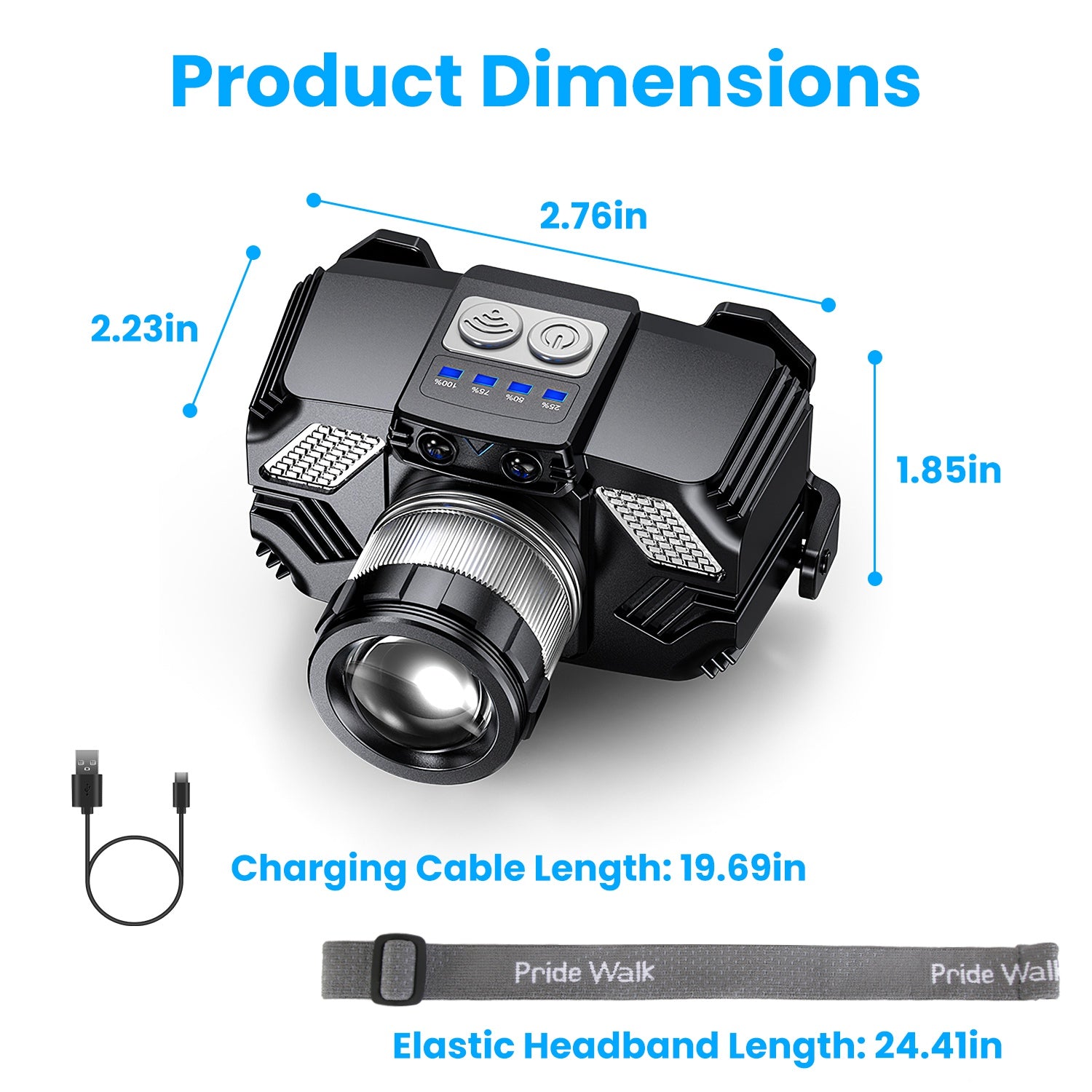 Ultimate Waterproof Motion Sensor LED Headlamp - Zoomable Flashlight with 3 Lighting Modes for All Your Outdoor Adventures!