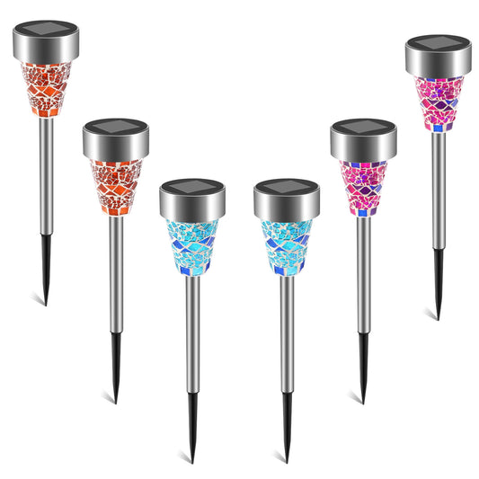 Transform Your Outdoors: 6-Pack Waterproof Mosaic Solar Pathway Lights for Stunning Yards & Driveways