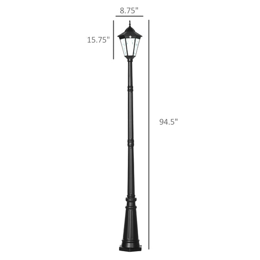 Elegant 94.5" Solar Lamp Post Light - Vintage Dusk to Dawn Street Light with Motion Sensor for Garden, Lawn, Pathway & Driveway - Durable Black Aluminum Design