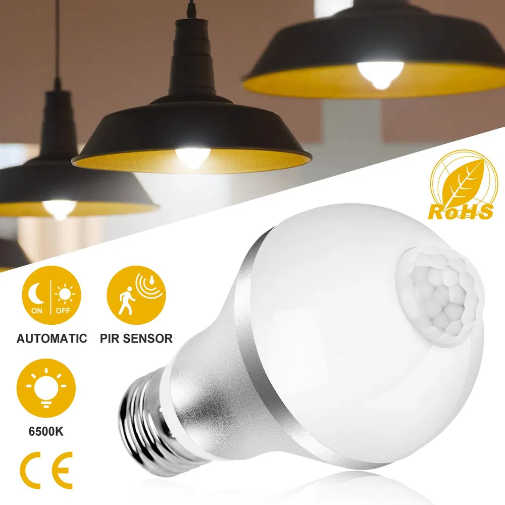 Smart E27 Motion Sensor LED Bulb - 9W/5W, 1000LM, 6500K, Dusk to Dawn, Automatic On/Off for Indoor & Outdoor Use