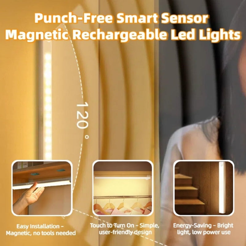 Versatile Rechargeable Motion Sensor LED Light - Effortless Magnetic Installation for Indoor Convenience