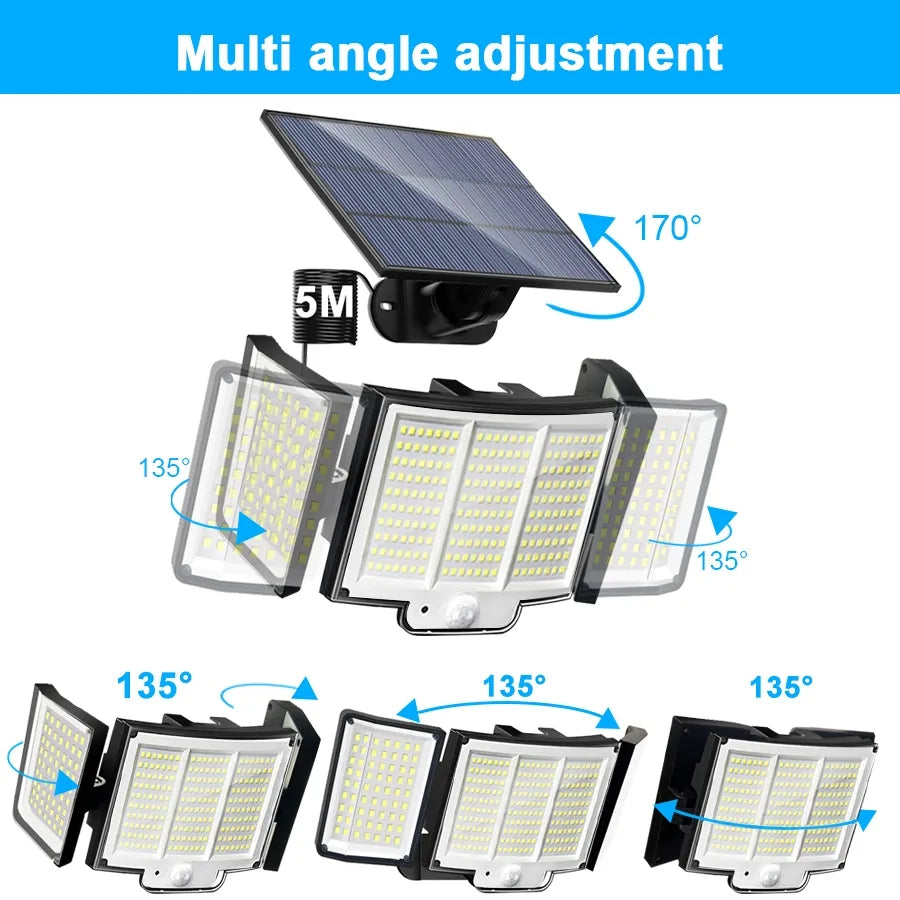 Ultimate 348 LED Solar Motion Sensor Lights - 1 or 2 Pack with Remote & 3 Adjustable Heads - Waterproof Outdoor Security Solution