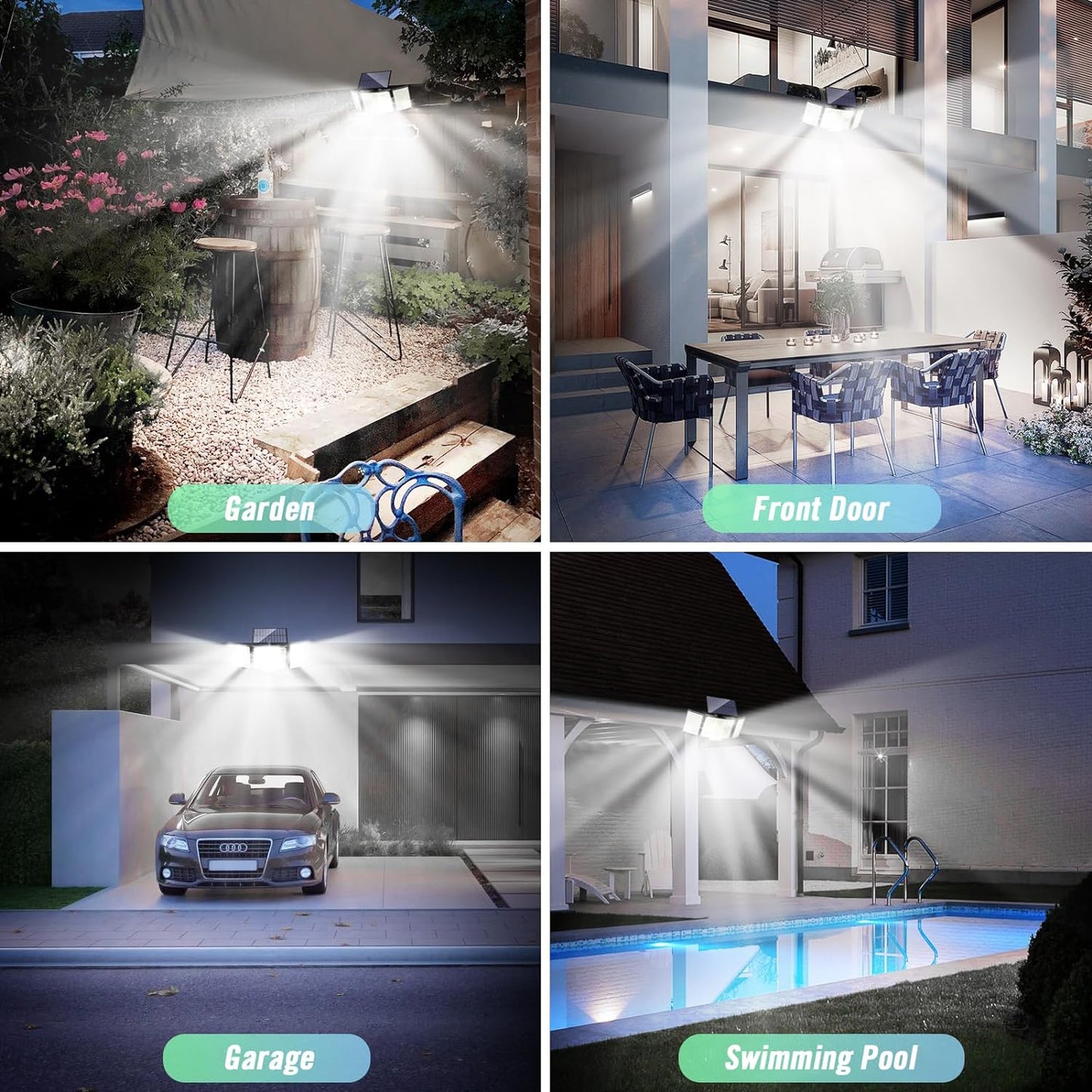 Ultimate 348 LED Solar Motion Sensor Lights - 1 or 2 Pack with Remote & 3 Adjustable Heads - Waterproof Outdoor Security Solution