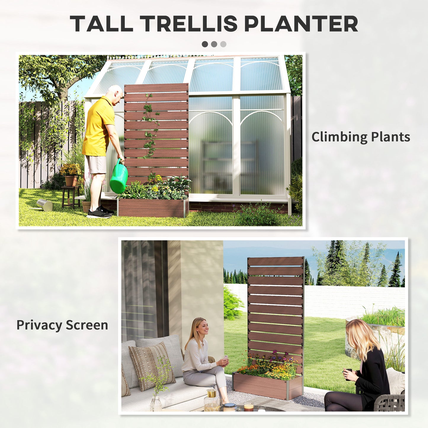 Transform Your Garden with Our Chic Light Brown Trellis Planter for Climbing Plants - Stylish Raised Bed & Planter Box!