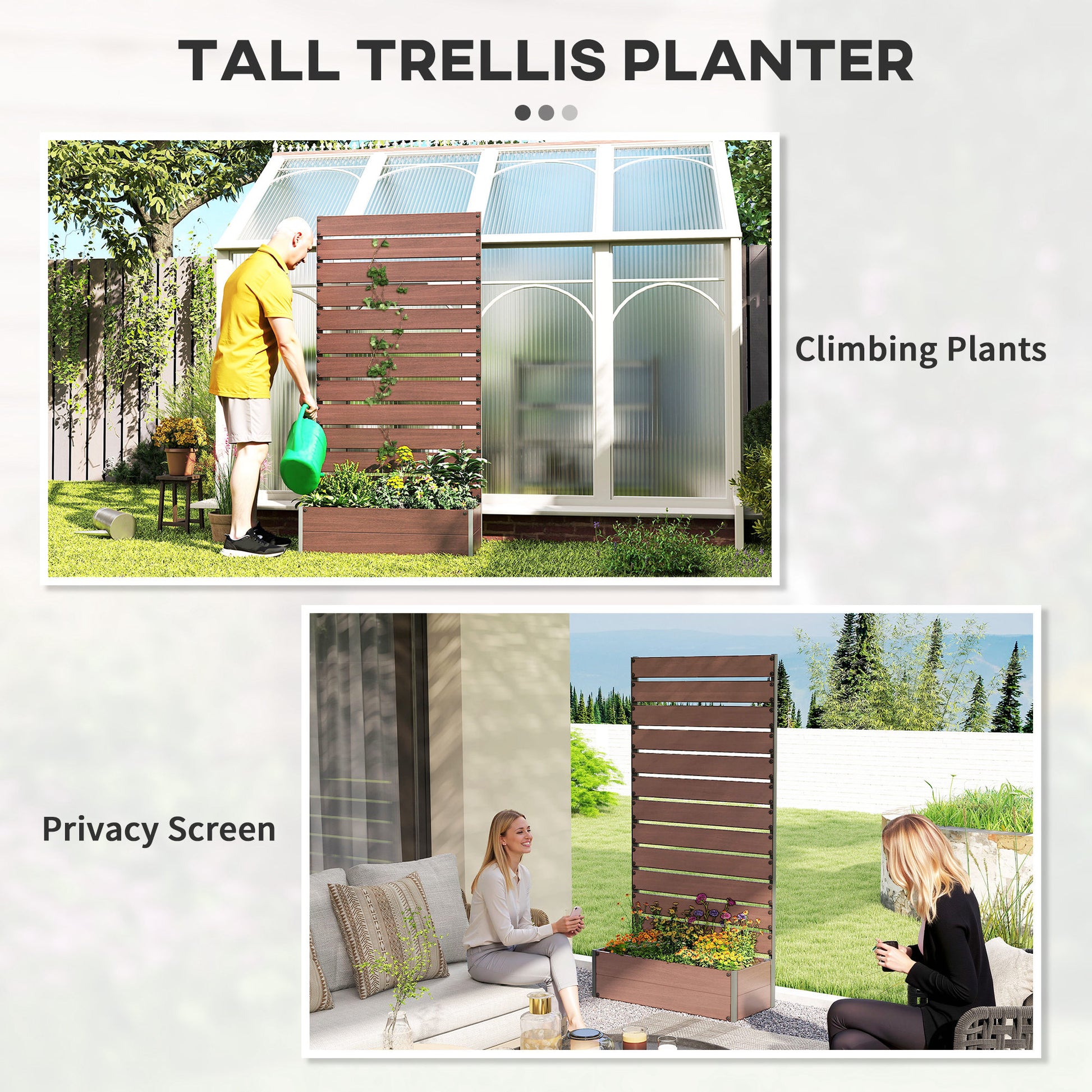 Transform Your Garden with Our Chic Light Brown Trellis Planter for Climbing Plants - Stylish Raised Bed & Planter Box!