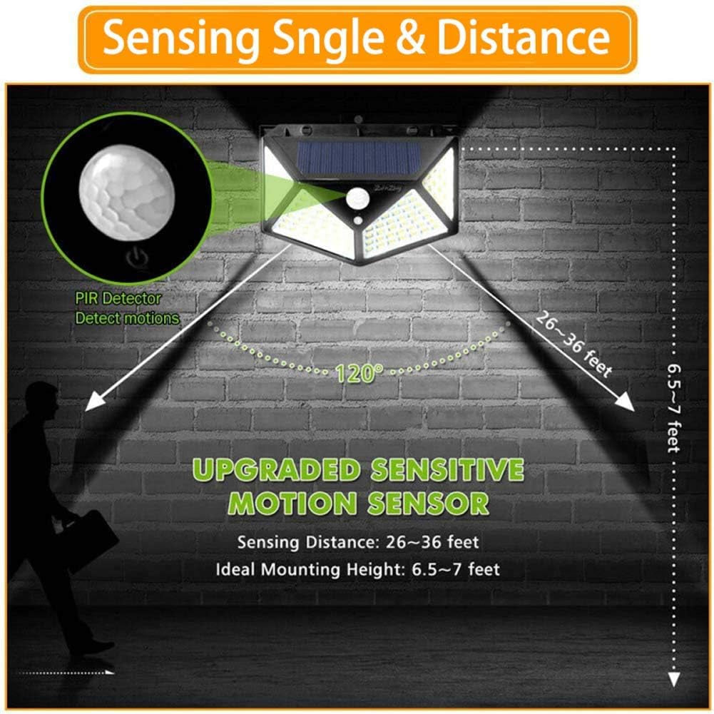 Aolyty 2-Pack Solar Motion Sensor Wall Lights - 3 Modes, Waterproof LED Security Lights with 4-Side Illumination for Garden, Yard, Patio & Walkway