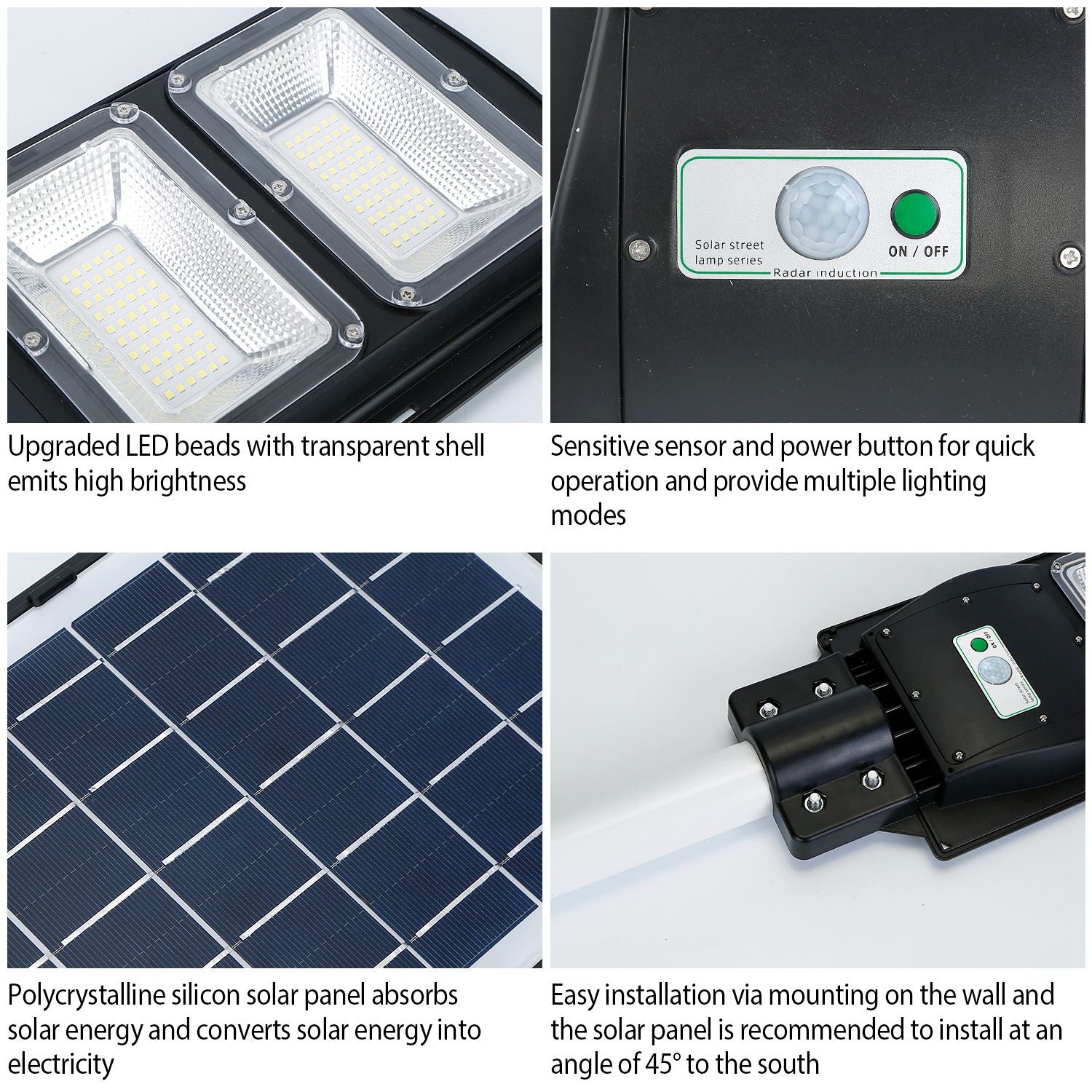 Illuminate Your Outdoors with 180 LED Solar Street Path Lights - Remote Control, Waterproof & Wireless for Garage, Front Door, and Garden Pathway!