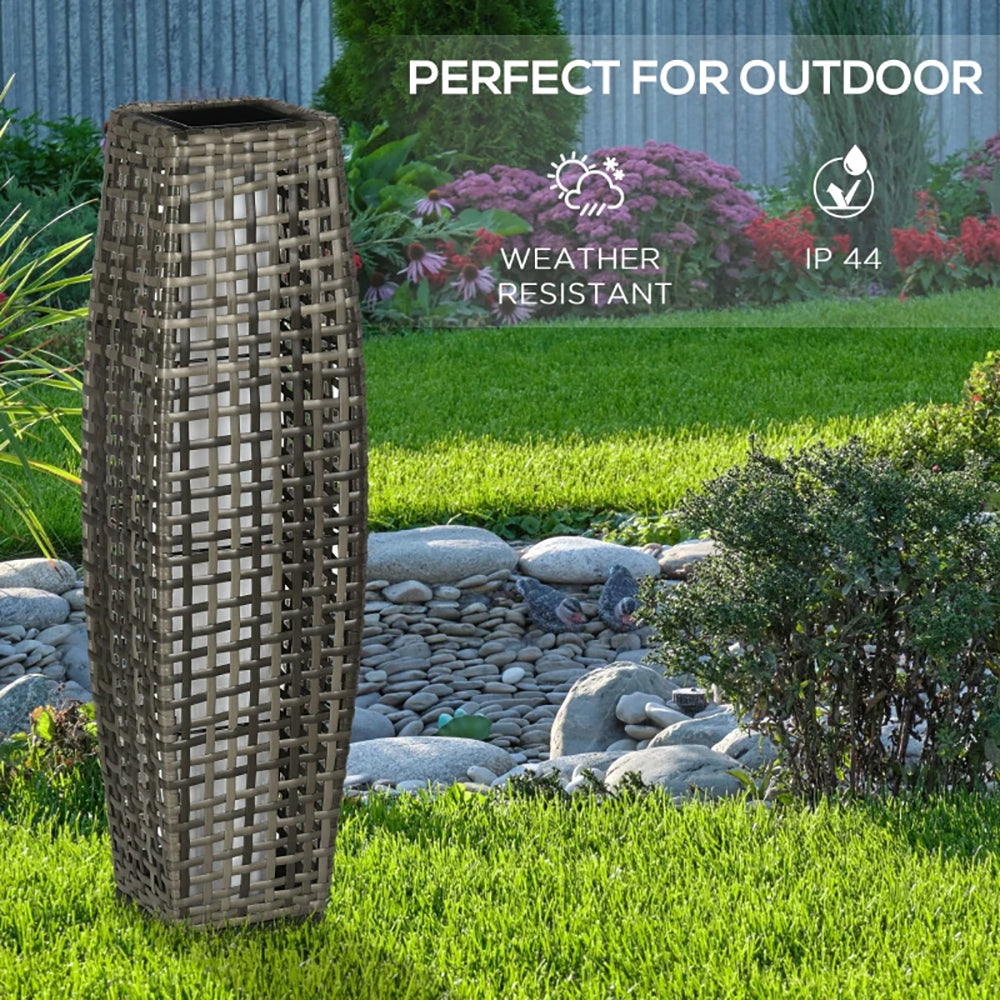 Elegant Solar LED Floor Lamp - Automatic Outdoor Lantern for Pathways, Yards, and Decks - Sleek Gray Design