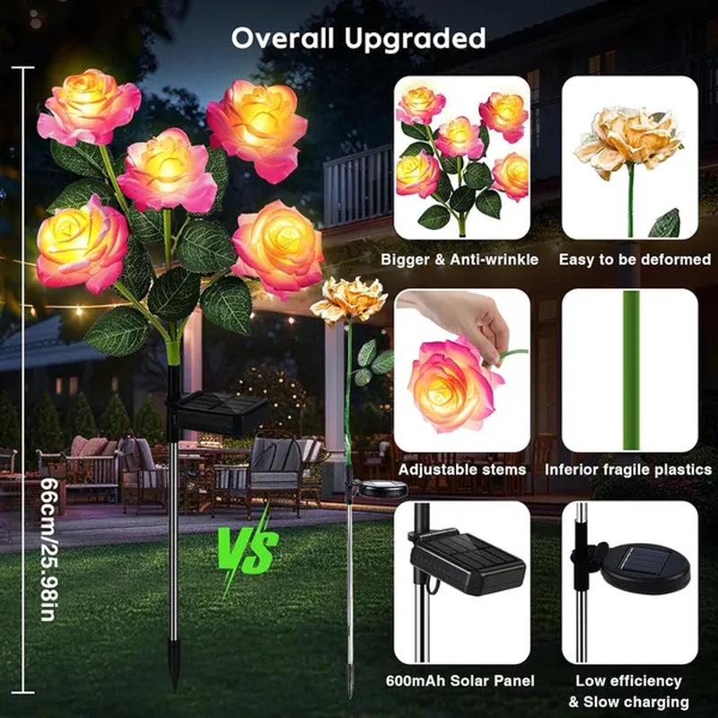 Transform Your Outdoor Space with 4 Pack Waterproof Solar Flower Lights - Stunning Solar Garden Decorations