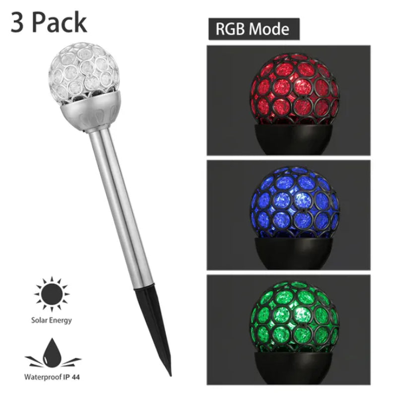 Transform Your Outdoor Space with Solarek 3-Piece Waterproof RGB Solar Ball Lights - Ideal for Garden Decor and Holiday Cheer!