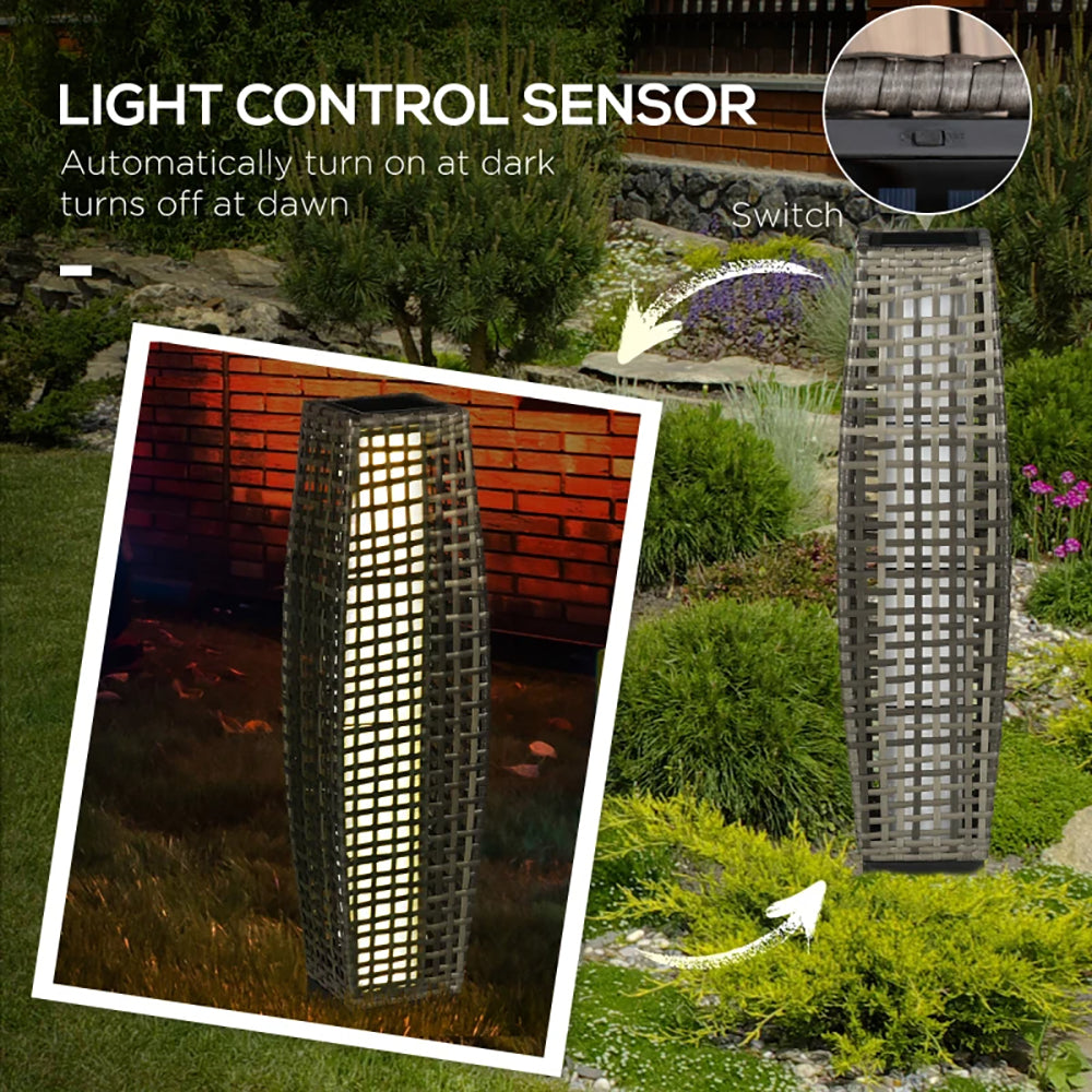 Elegant Solar LED Floor Lamp - Automatic Outdoor Lantern for Pathways, Yards, and Decks - Sleek Gray Design