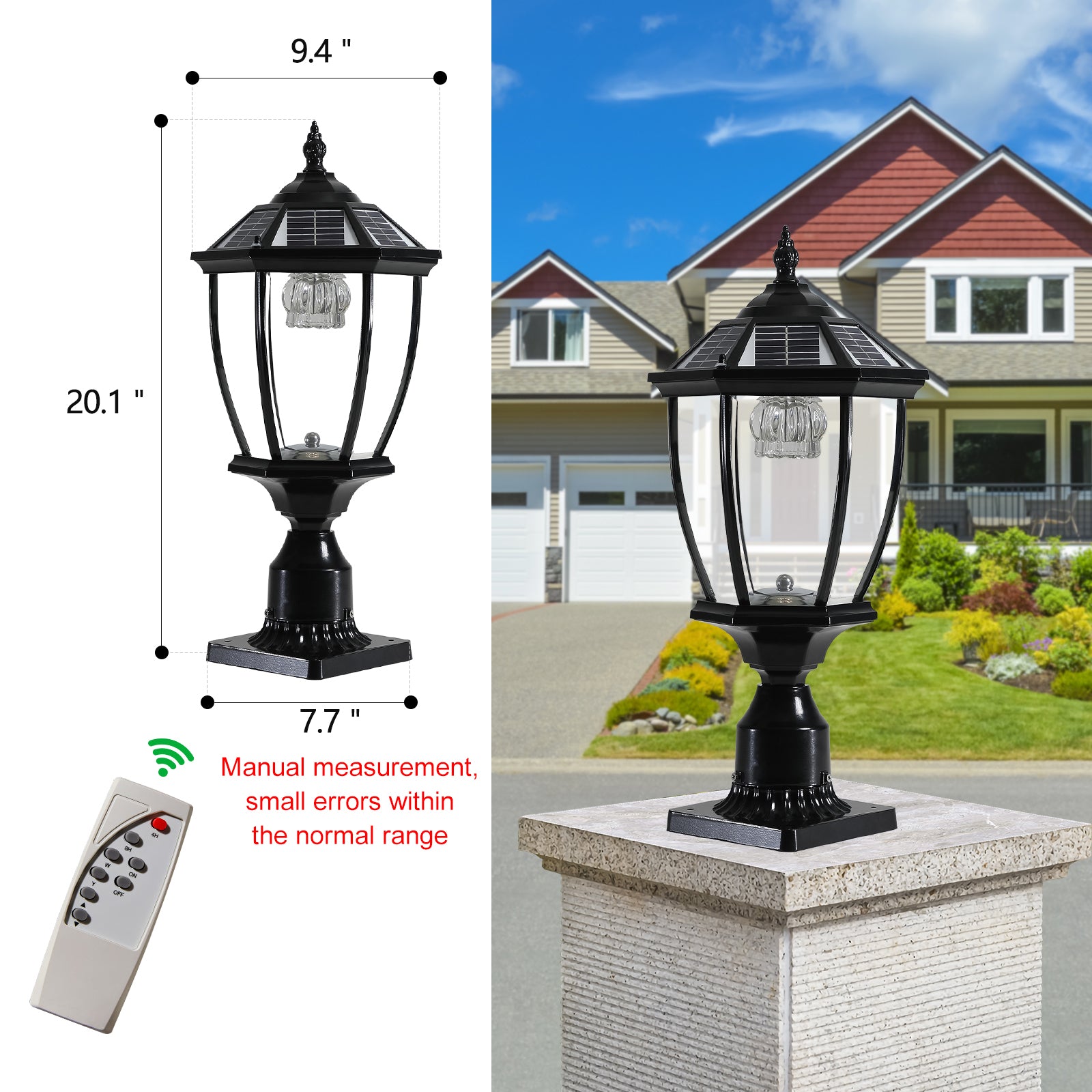 Chic Solar-Powered Black LED Lanterns - Vintage Glass Design for Pathways, Yards & Patios - Set of 2