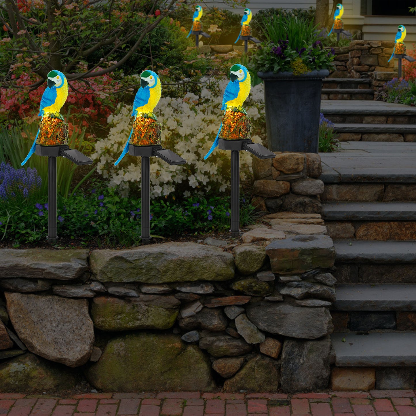 Transform Your Outdoor Space with Waterproof Solar-Powered Parrot Garden Lights - Perfect LED Decor for Lawn, Driveway & Patio!