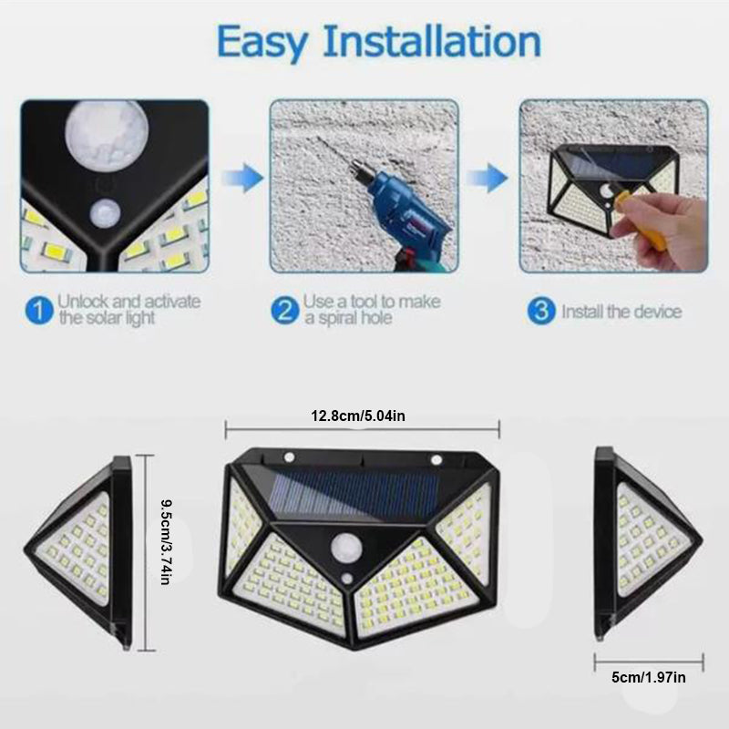 Aolyty 2-Pack Solar Motion Sensor Wall Lights - 3 Modes, Waterproof LED Security Lights with 4-Side Illumination for Garden, Yard, Patio & Walkway