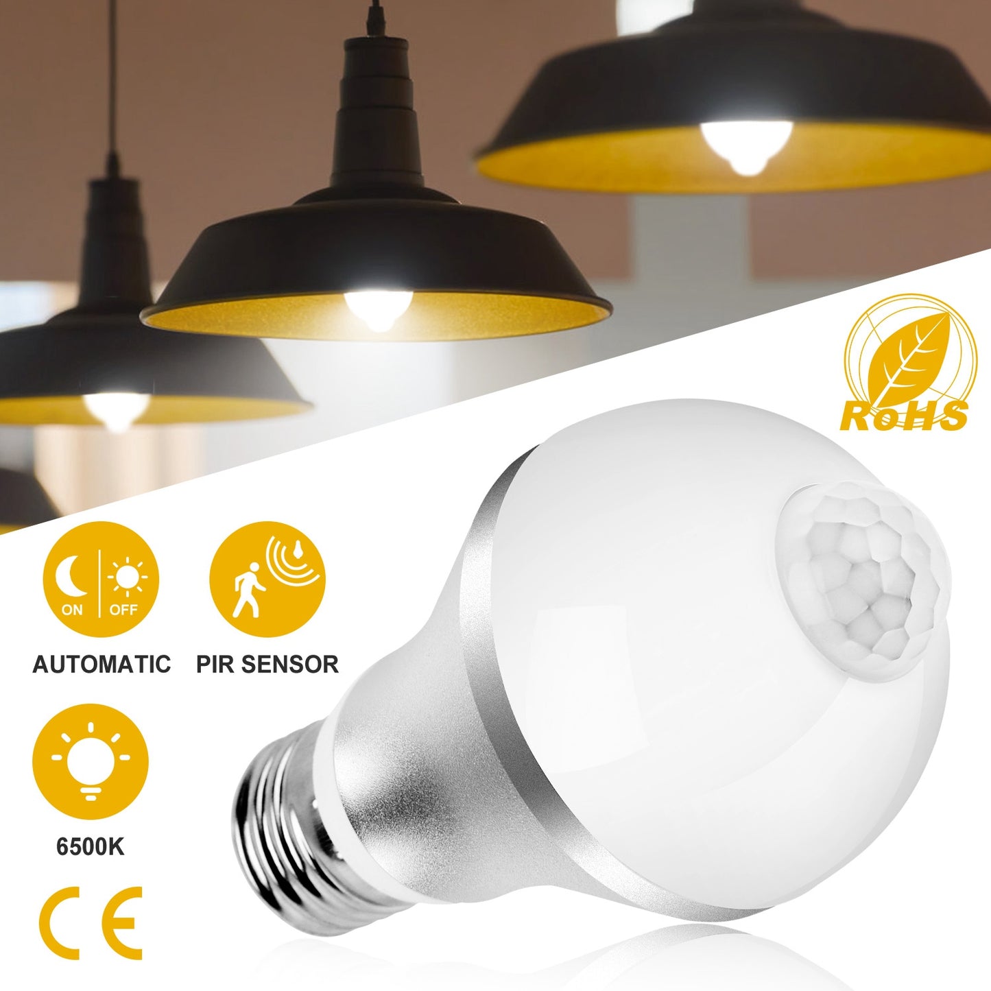 Revolutionary Smart E27 Motion Sensor LED Bulb - 9W 6500K Automatic Dusk to Dawn Lighting for Home & Garden
