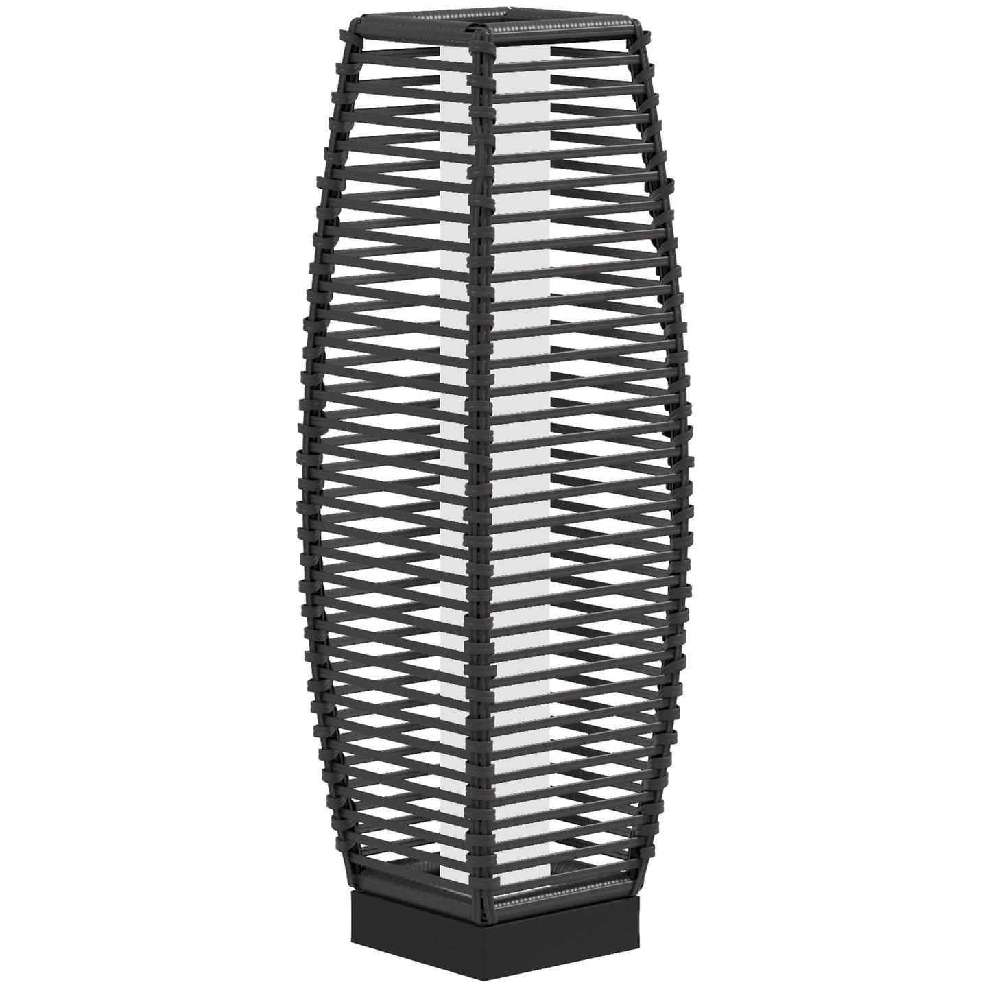 Stylish Gray Solar Rattan Floor Lamp - Automatic LED Outdoor Lantern for Pathway & Driveway Lighting