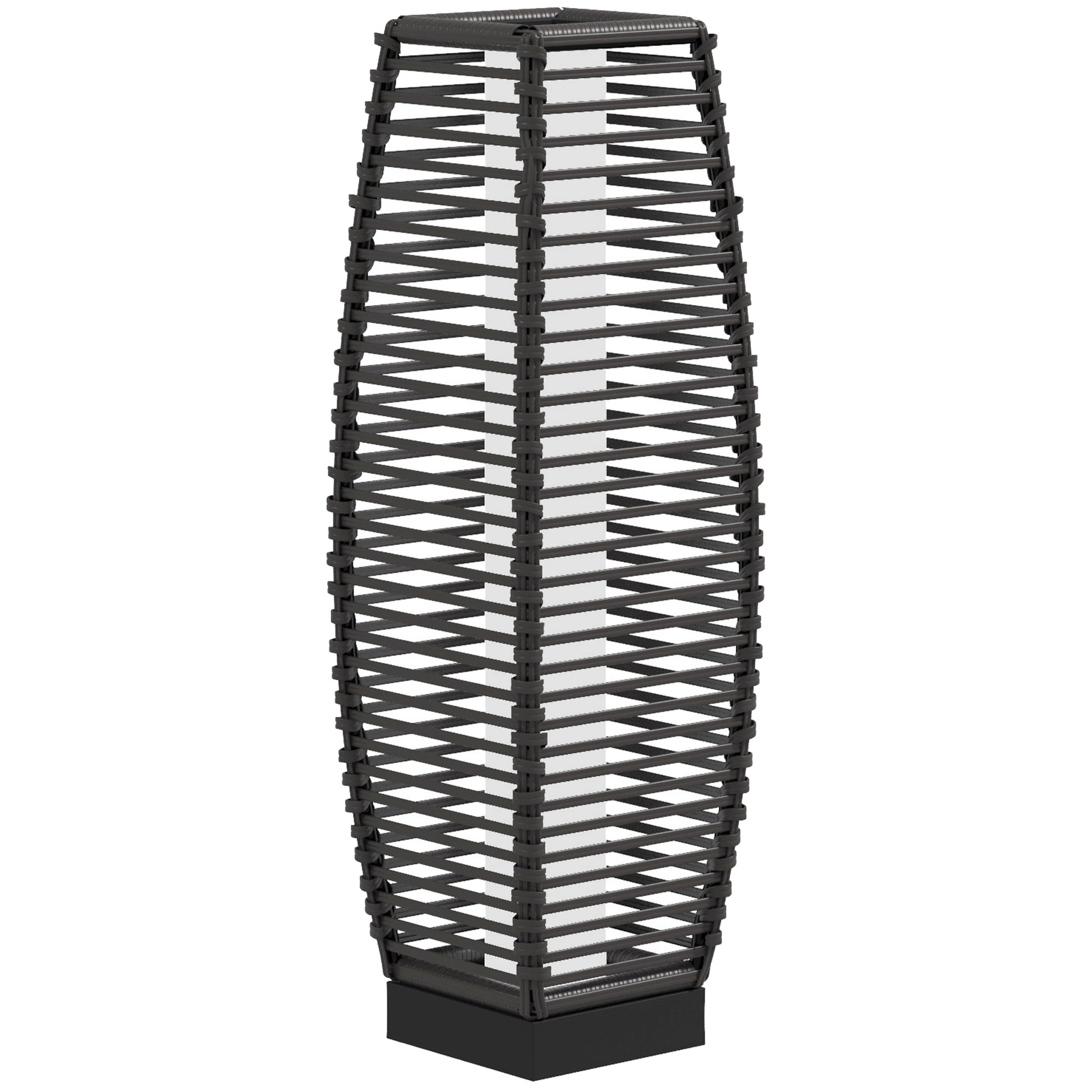 Stylish Gray Solar Rattan Floor Lamp - Automatic LED Outdoor Lantern for Pathway & Driveway Lighting