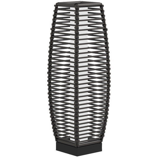 Stylish Gray Solar Rattan Floor Lamp - Automatic LED Outdoor Lantern for Pathway & Driveway Lighting