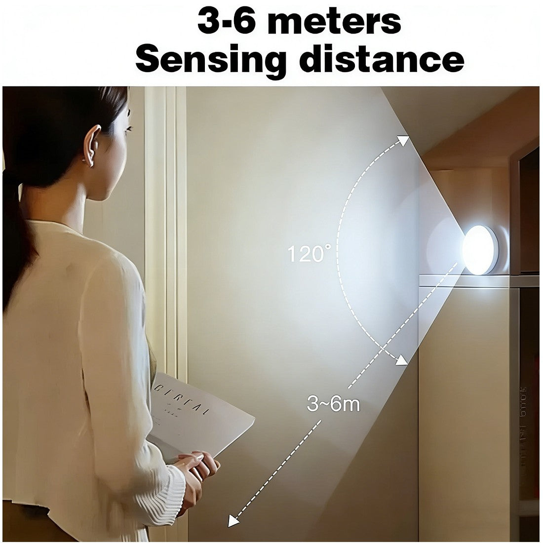 Rechargeable USB LED Motion Sensor Night Light - Portable and Versatile for Cabinets & Stairs
