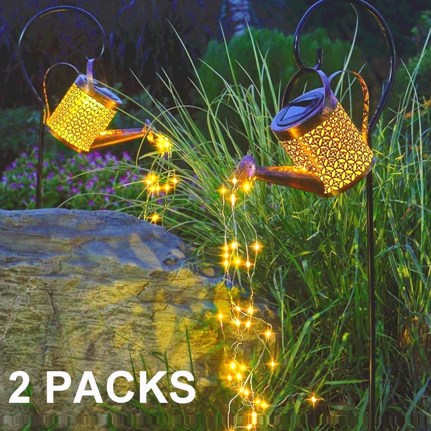 Transform Your Garden with 2-Pack Solar LED Watering Can String Lights – Ideal Outdoor Decor!