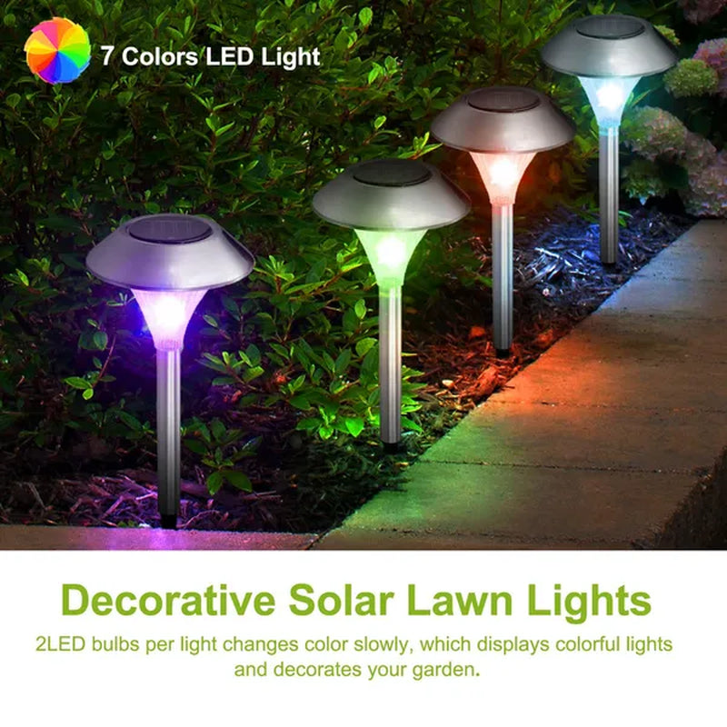 Transform Your Outdoor Space with 4-Pack Color Changing Waterproof Solar Garden Lights!