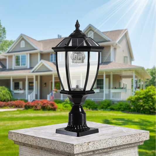 Chic Solar-Powered Black LED Lanterns - Vintage Glass Design for Pathways, Yards & Patios - Set of 2
