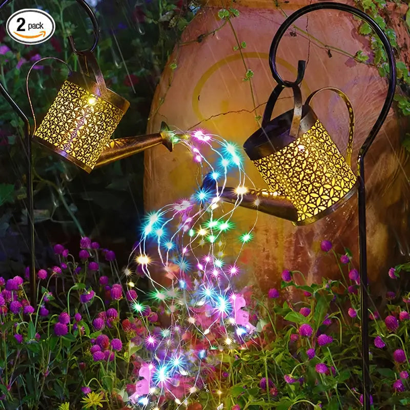 Elegant Set of 2 Copper Solar Watering Can Lights – Perfect Outdoor Decor for Pathways, Yards, and Patios