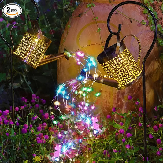 Elegant Set of 2 Copper Solar Watering Can Lights – Perfect Outdoor Decor for Pathways, Yards, and Patios