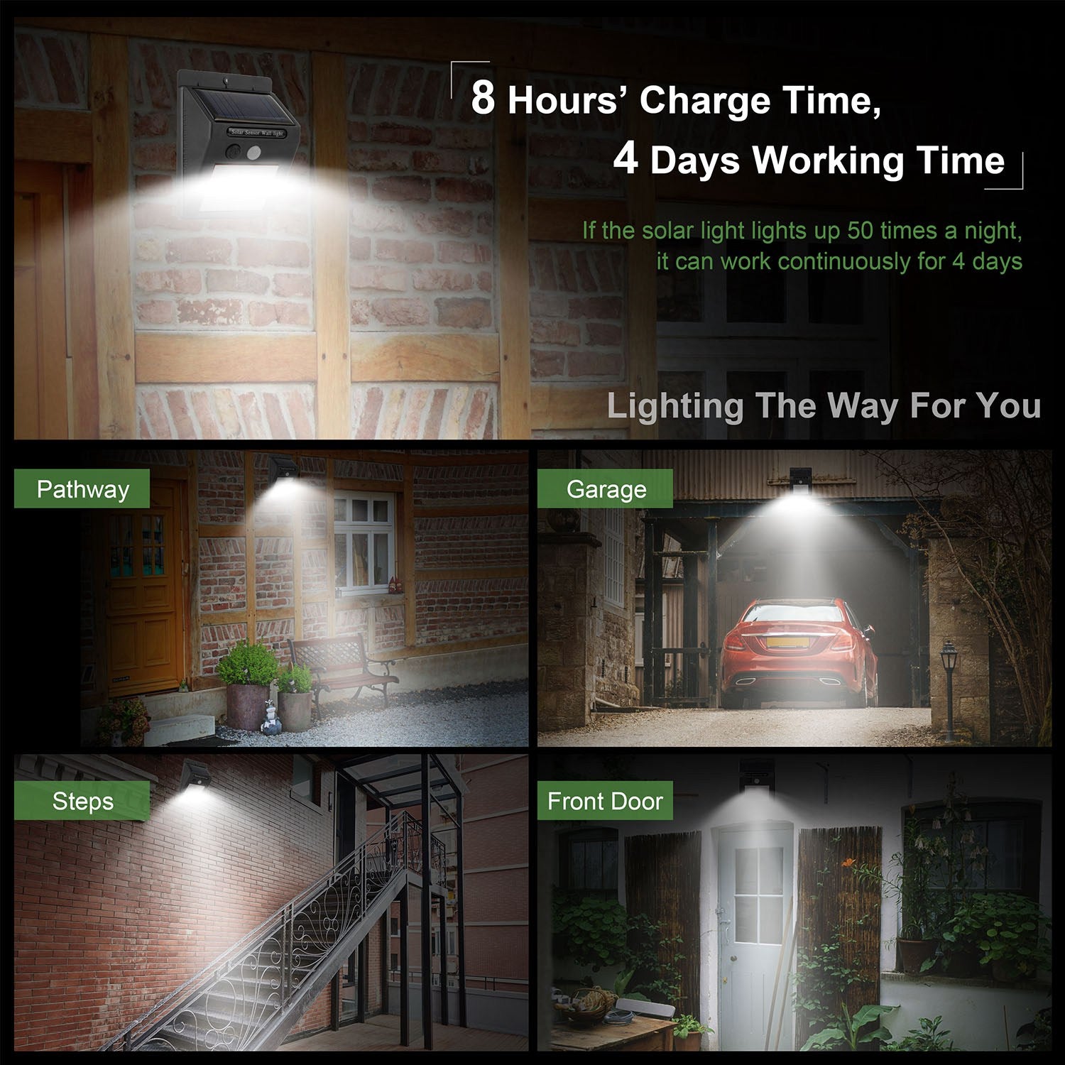 20 Bright LED Solar Motion Sensor Lights - Waterproof IP65, 120° Wide Angle for Ultimate Security in Garage, Front Door, Garden & Pathway