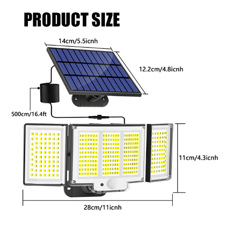 Ultimate 348 LED Solar Motion Sensor Lights - 1 or 2 Pack with Remote & 3 Adjustable Heads - Waterproof Outdoor Security Solution