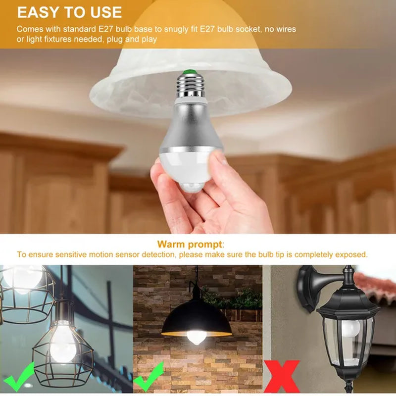Smart E27 Motion Sensor LED Bulb - 9W/5W, 1000LM, 6500K, Dusk to Dawn, Automatic On/Off for Indoor & Outdoor Use