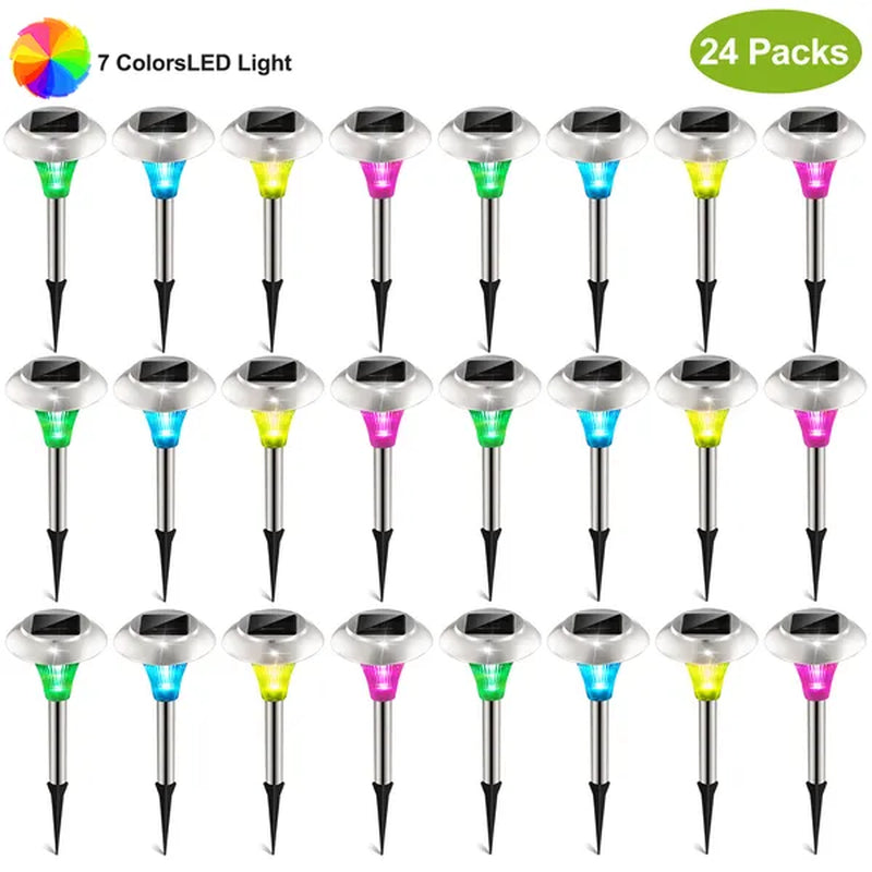 Transform Your Outdoors with 24-Pack Color Changing Solar Garden Lights - Waterproof Pathway Lamps for Stunning Nighttime Illumination!