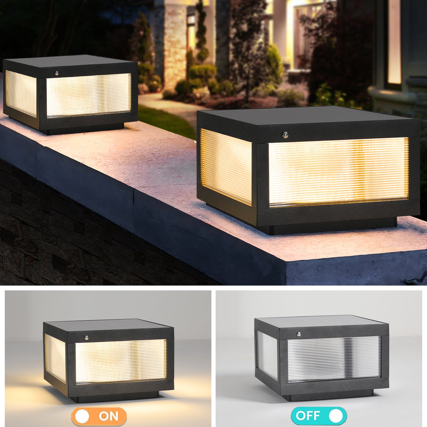 Illuminate Your Outdoors with 12-Inch Black Solar LED Post Cap Light - Perfect for Pathways, Decks & Patios - 1-Pack